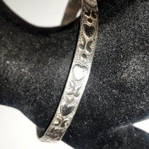 Sterling Silver Hearts Bangle Bracelet